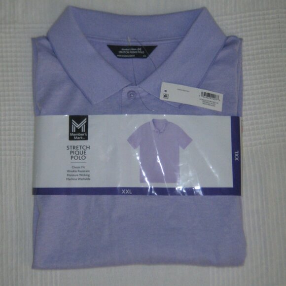 NWT Mens Stretch Pique Polo Members Mark Purple Relaxed Fit 2 Button Front XXL - Picture 1 of 7